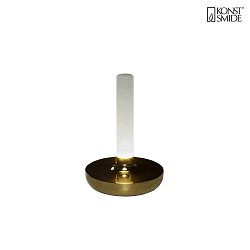 battery table lamp BIARRITZ IP54, gold dimmable