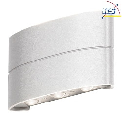 LED outdoor wall luminaire CHIERI, IP54, Up/Down, 6 LEDs, 8W 3000K 400lm, white aluminium / clear glass