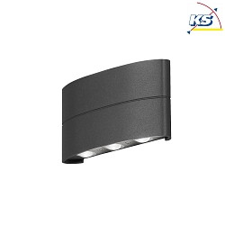 LED outdoor wall luminaire CHIERI, IP54, Up/Down, 6 LEDs, 8W 3000K 400lm, anthracite aluminium / clear glass