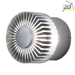 HighPower LED outdoor wall luminaire MONZA, with side effect, 3W 3000K 160lm, silver grey, massive aluminium