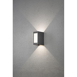 Outdoor HighPower LED wall luminaire CREMONA, 2-sided adjustable 0°-90°, 12W 3000K 720lm, anthracite / aluminium, plastic opal