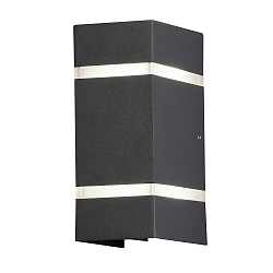 LED outdoor wall luminaire CREMONA, 2-sided adjustable 0°-90°, 3W 3000K 600lm, 2 frosted acrylic glass stripes / anthracite