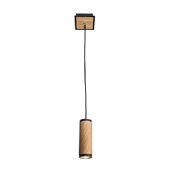 Luminaire à suspension BOLIVIA 1 à 1 flamme GU10, noir , chêne naturel