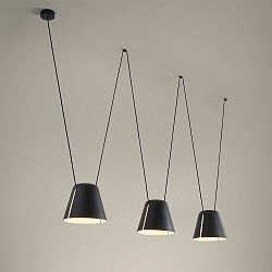 Luminaire à suspension ATTIC 3 3 flammes, conique E27 IP20, noir 