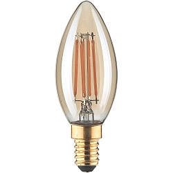 Ampoule � filament forme bougie C35 GOLD commutable C35 clair E14 4,5W 380lm 1800K 320� CRI 80-89 