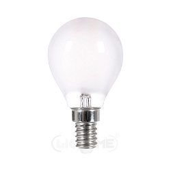 LED drop shape filament lamp P45, E14, 2.5W 2700K 250lm, frosted