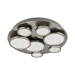 Ceiling rondel NIKKI 7-flame, incl. 4x GU10 à 4.5W 2700K + 3x GU10 à 8W 2700K (3-StepDim), silver grey / satined