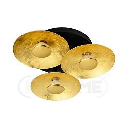 Ceiling rondel GOLDINO, 3-flame, incl. 3x GU10 5W 2700K 350lm (3-StepDim), gold / black