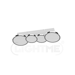 Luminaire de plafond AQUA DISK-4 4 flammes, CCT Switch, commutable GU10 IP44, chrome, scintillant 