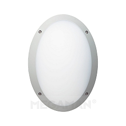 Luminaire mural d�ext�rieur FONDA ovale, r�sistant aux chocs IP66, argent 