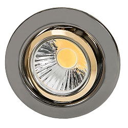 Recessed spot DOWNLIGHT C 3840, Ø 7cm, swiveling, black chrome / golden inner ring