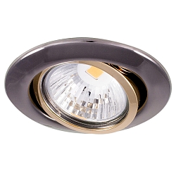 Recessed spot DOWNLIGHT D 3830, Ø 8.8cm, swiveling, black chrome / golden inner ring