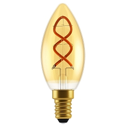 Ampoule à filament forme bougie SPIRAL DECO C35 E14 2,5W 136lm 2000K CRI 80 gradable, or gradable
