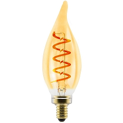 Ampoule à filament forme bougie SPIRAL DECO E14 2,5W 136lm 2000K CRI 80 gradable, or gradable