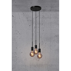 Luminaire à suspension PACO 3 flammes E27 IP20, mat, noir 
