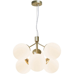 Luminaire à suspension IVONA 6 flammes E27 IP20 mat, laiton, noir , blanche
