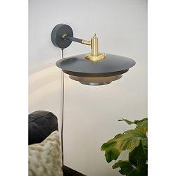 Luminaire mural BRETAGNE G9 IP20, gris, laiton brossé 