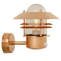 Nordlux Sensor luminaire BLOKHUS SENSOR Outdoor Wall luminaire, E27, IP54, copper