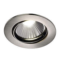 Nordlux LED Recessed Downlight FREMONT IP23, Ø 8.5cm, 5.5W 2700K 345lm 36°, swiveling 12°, brushed steel