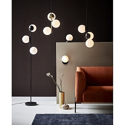 Floor lamp LILLY, E14, IP20, glass opal white, black