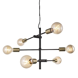 Luminaire � suspension JOSEFINE E27 IP20, laiton, noir , noir mat 