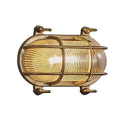 Outdoor Wall luminaire HELFORD, E27, IP64, glass matt, brass