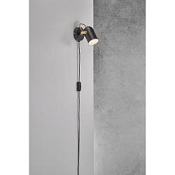 Luminaire mural LOTUS E14 IP20, laiton, noir  