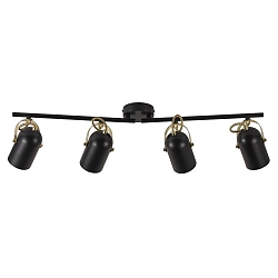 Luminaire de plafond LOTUS 4 flammes E14 IP20, laiton, noir  