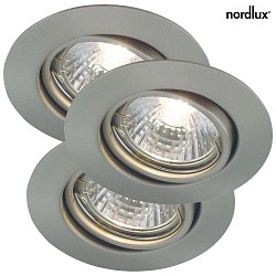 Nordlux Recessed spot set of 3 TRITON 3-KIT 28W, 3x28W, GU10, 2700K, 220lm, IP23, brushed steel