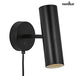 design for the people by Nordlux Wall spotlight MIB 6, GU10 max. 8W, IP20, swiveling 90, black