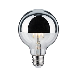 LED Deco Globe G95 Top mirrored Lamp SILVER, 230V, E27, 6.5W 2700K 600lm