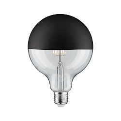 LED Deco Globe G125 Top mirrored Lamp BLACK MATT, 230V, E27, 6.5W 2700K  600lm, dimmable, clear