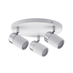 Spot ZYLI 3 flammes, rond GU10 IP44, chrome, blanche gradable