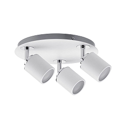 Spot TUBE 3 flammes GU10 IP44, chrome, blanche gradable