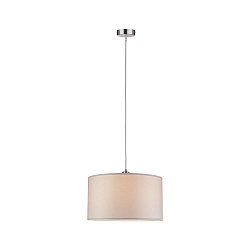 Luminaire à suspension TESSA avec abat-jour E27, crème, fer brossé gradable