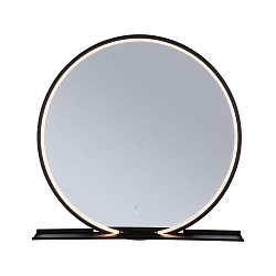 Miroir avec �clairage MIRO � 50CM rond, avec carde, Tunable White, avec tablette IP44, noir mat 
