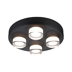 Luminaire de plafond KAME Ø 250MM 4 flammes, rond, commutable IP44, mat, noir éclatant 