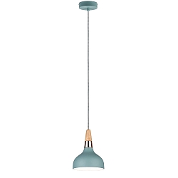 Luminaire à suspension NEORDIC JUNA à 1 flamme E14, vert clair, bois, cuivre gradable