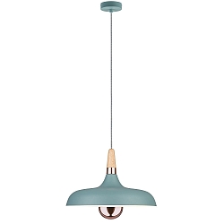 Luminaire à suspension NEORDIC JUNA à 1 flamme E27, vert clair, bois, cuivre gradable