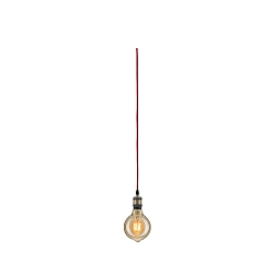 Luminaire à suspension NEORDIC ELDAR avec interrupteur, avec prise de courant E27, nickel brossé, rouge gradable