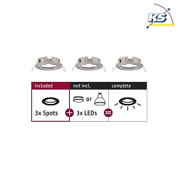 Set of 3 Recessed luminaire CHOOSE, fixed, IP44, 230V, max. 3x 10W 5.1cm, iron brushed