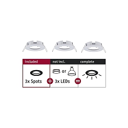 Set of 3 Recessed luminaire CHOOSE, fixed, IP44, 230V, max. 3x 10W �5.1cm, white matt