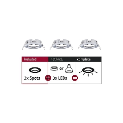Set of 3 Recessed luminaire CHOOSE, fixed, IP44, 230V, max. 3x 10W �5.1cm, chrome