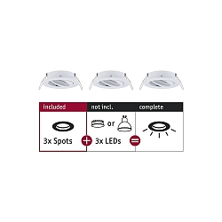 Set of 3 Recessed luminaire CHOOSE, swivelling, IP23, 230V, max. 3x 10W �5.1cm, white matt