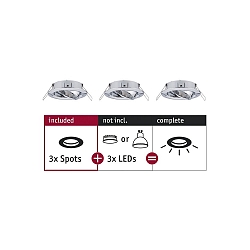 Set of 3 Recessed luminaire CHOOSE, swivelling, IP23, 230V, max. 3x 10W �5.1cm, chrome