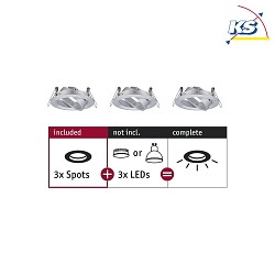 Set of 3 Recessed luminaire CHOOSE, sivelling, IP23, 230V, max. 3x 10W 5.1cm, alu turned