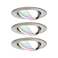 Lumi�re encastr�e NOVA PLUS COIN LED rond, pivotant, lot de 3, RGBW, contr�lable par ZigBee IP23, fer bross� gradable 7