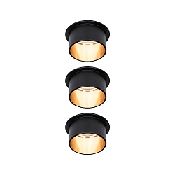 Lumi�re encastr�e GIL COIN LED rond, rigide, lot de 3 IP44, or, noir mat gradable 470lm 2700K CRI >80