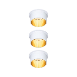 Lumi�re encastr�e GIL COIN LED rond, rigide, lot de 3 IP44, or, blanc mat gradable 470lm 2700K CRI >80