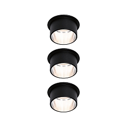 Lumi�re encastr�e GIL COIN LED rond, rigide, lot de 3 IP44, fer bross�, noir mat gradable 470lm 2700K CRI >80